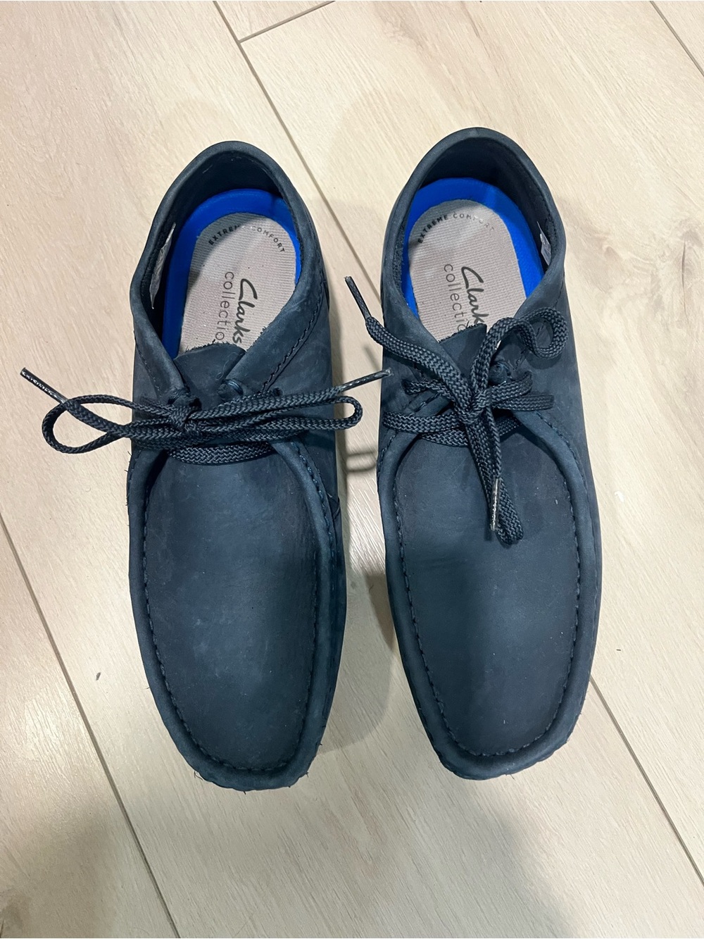 Clarks Wallabees Men's Navy Blue Suede low Lace-Up Oxfords size 9 1/2